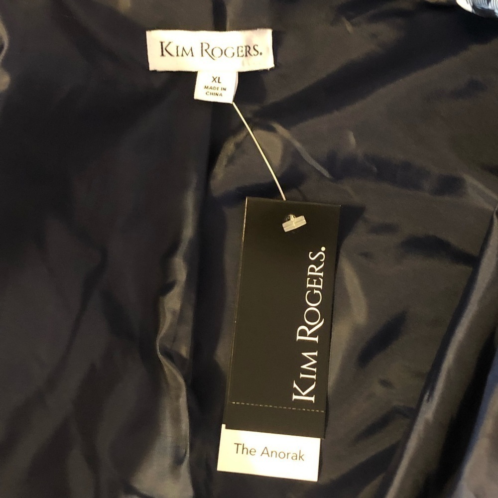 Kim Rogers Navy/White Check Anorak Jacket Sz XL - Picture 7 of 9